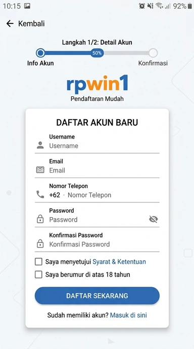 Tampilan halaman daftar rpwin1